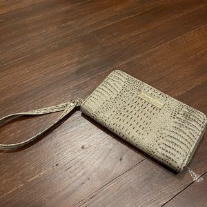 Grey croc wristlet